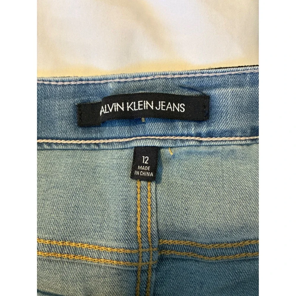 Calvin Klein Jeans Denim Jacket & Skirt Set‎ Distressed Light Wash Size 12